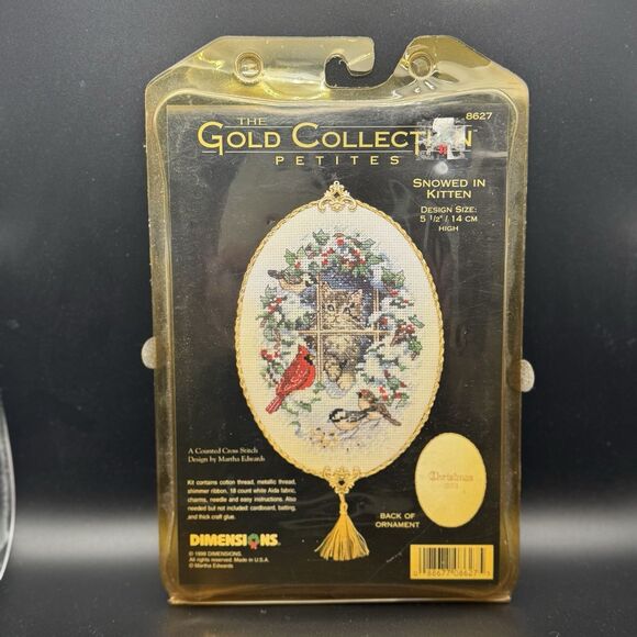 Dimensions Gold Collection Petites Cross Stitch  Kit Snowed In Kitten VTG 1999 - Picture 2 of 10